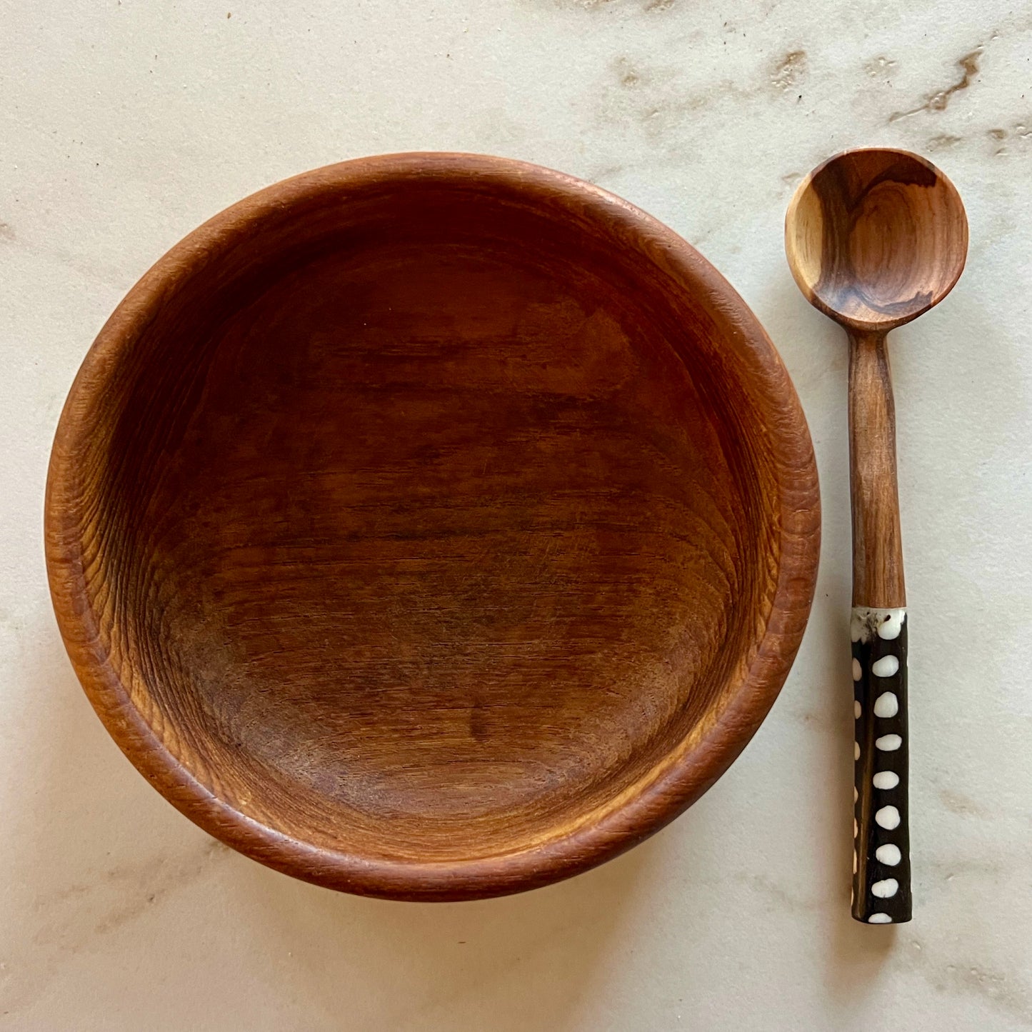 Kom hout & stip lepel