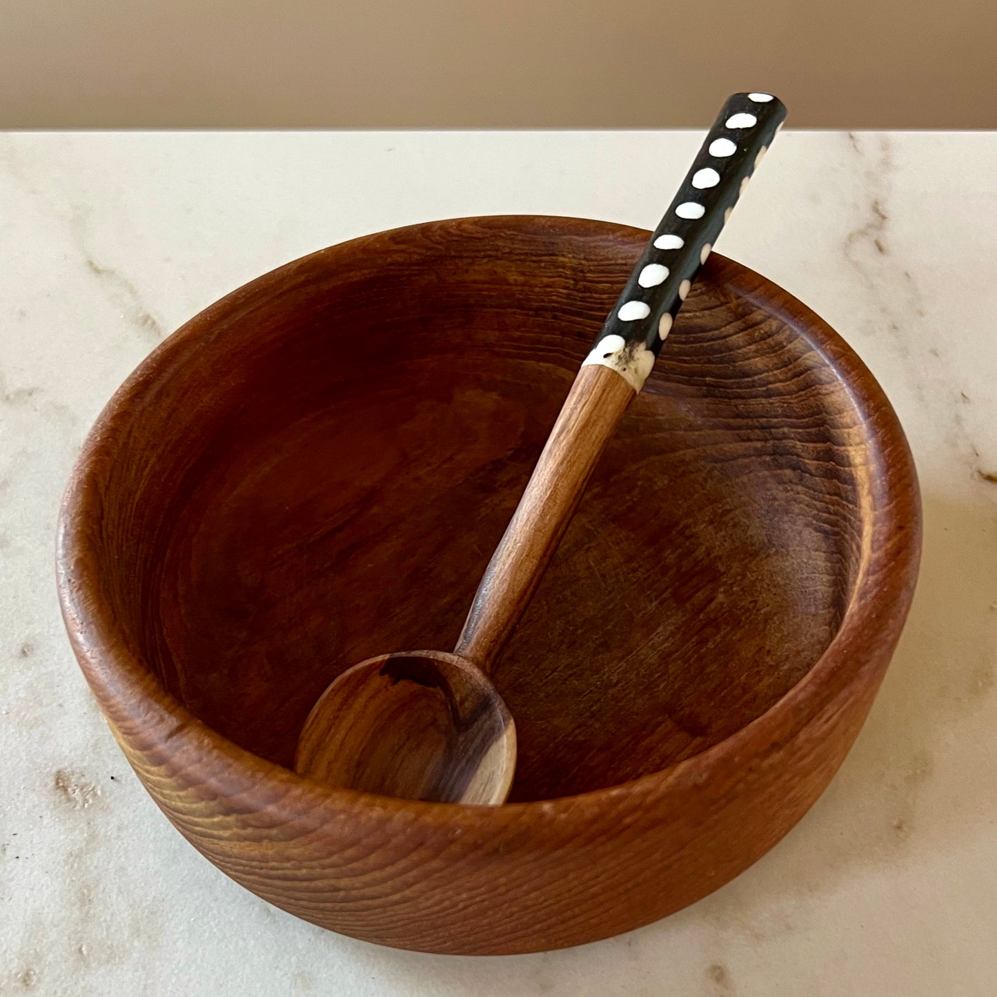 Kom hout & stip lepel